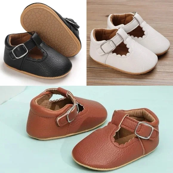 Baby girl / toddler girls Scallop Trim classic Mary Jane Flats - Picture 1 of 10